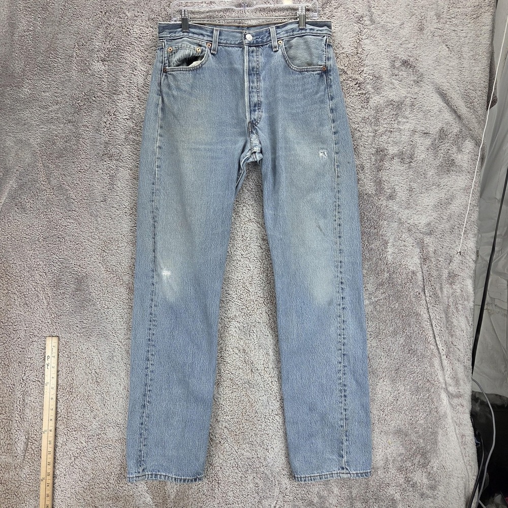Vintage Levis 501 Jeans Mens Blue Made in USA Button Fly Straight Fits 32x32